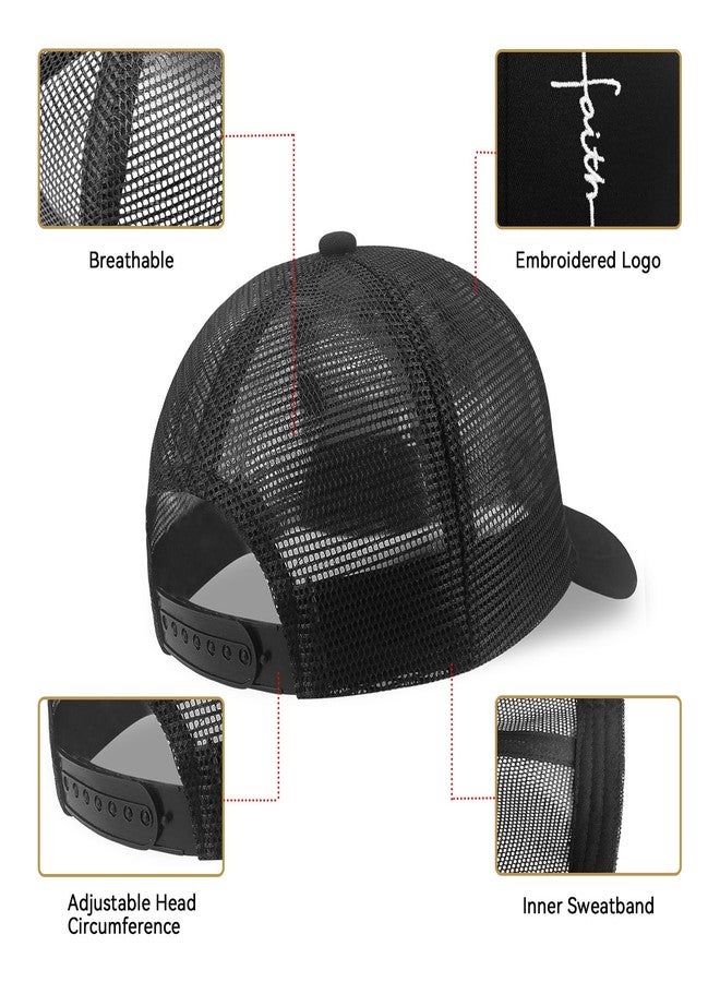 SJUDHHG Christian Faith Hats for Men Women, Cross Hat, Jesus Embroidered Adjustable Baseball Cap Black - Image 4